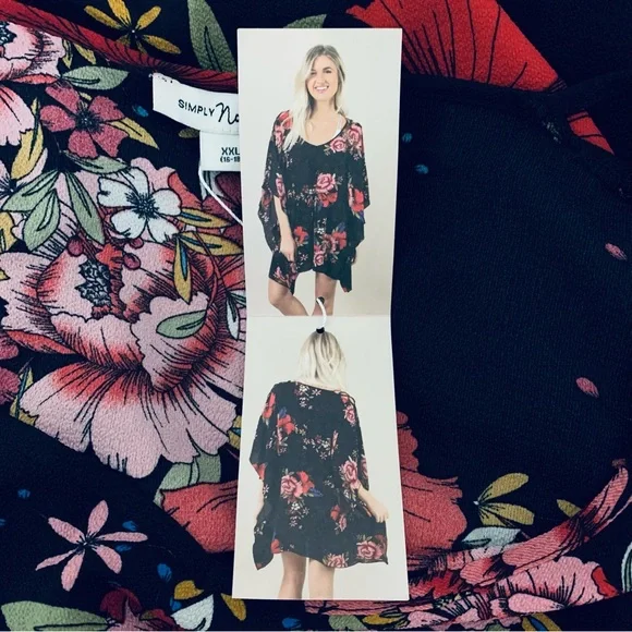 Simply Noelle Black Floral Print Swimsuit Cover - Picture 4 of 6